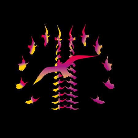 black background birds life vector artのイラスト素材