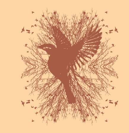 black background birds life vector artのイラスト素材