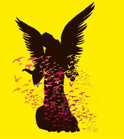 statue wings birds and maria vector artのイラスト素材