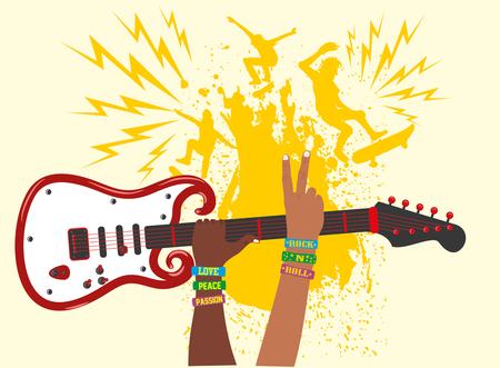 hand up guitar vector artのイラスト素材