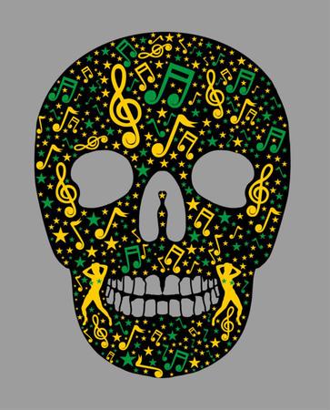 music skull and guitar vector artのイラスト素材