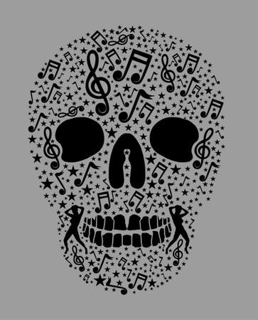 music skull and guitar vector artのイラスト素材