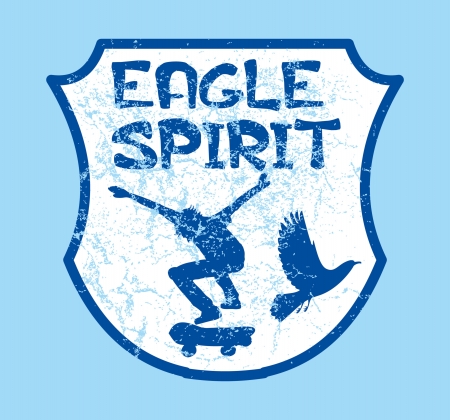 skate birds badge artのイラスト素材