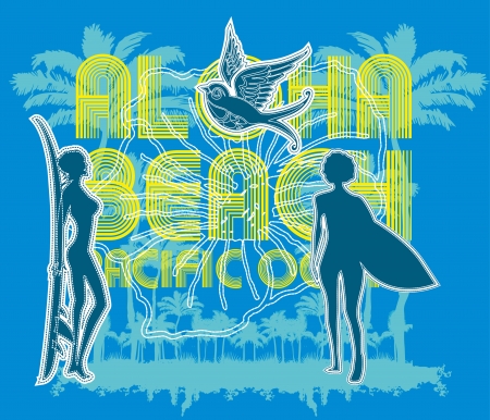 endless summer miami beach vector artのイラスト素材