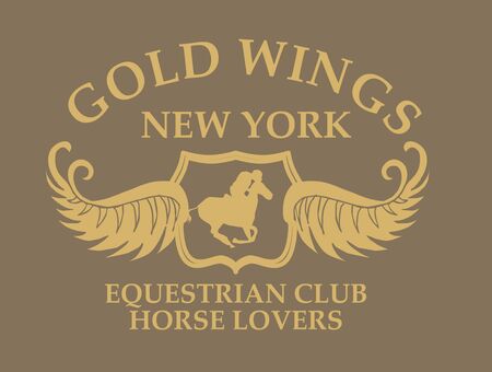 gold wings equestrian vector artの写真素材