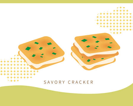 Vegetable soda crackers with nougat, Taiwanese traditional dessert biscuitsのイラスト素材