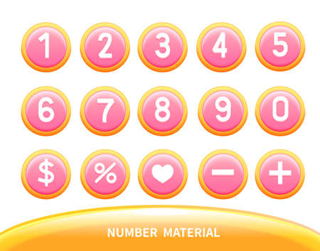 Pink cute 3d number font round button. fresh game styleのイラスト素材