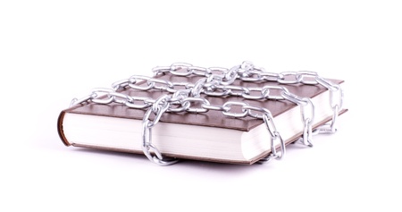 Brown book is linked chain isolatedの写真素材