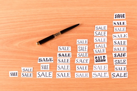 Graph the growth of the pieces of paper on the tableの写真素材