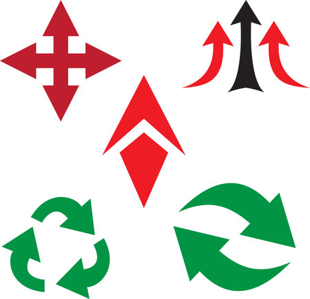 arrow icons set on white background, vector illustration. Flat design style.