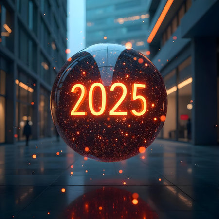 3d rendering. Futuristic sphere with the number 2015 on it.の素材