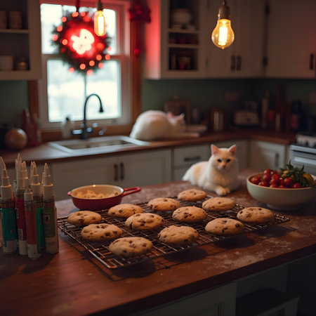 Homemade cookies on a baking sheet in the kitchen. Selective focus.の素材