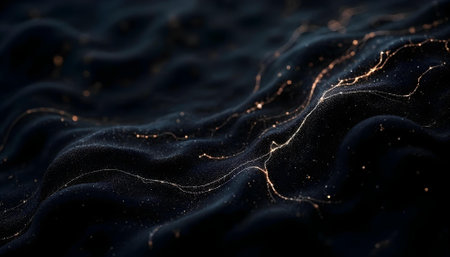 Abstract black background with golden sparkles. 3d rendering, 3d illustration.の写真素材
