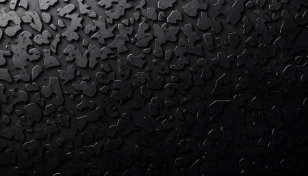 Black metal background with a large number of holes. Close-up.