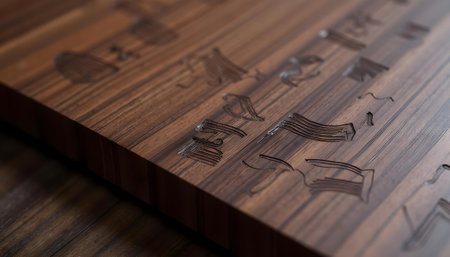 Wooden table with notes, close-up. 3D rendering