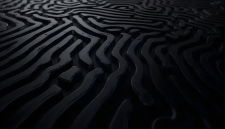 3d render of black wavy surface with waves. Abstract backgroundの写真素材