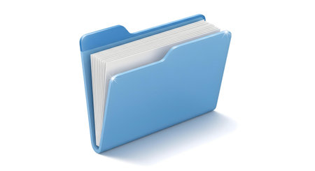 Blue folder isolated on a white background. 3d render illustration.の素材