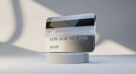 Credit card mockup. 3D rendering. Credit card icon.の素材