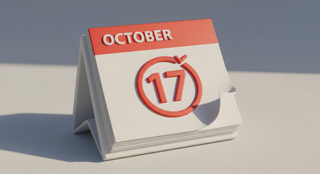 October 7 calendar icon on white background. 3D render. Conceptual illustrationの素材