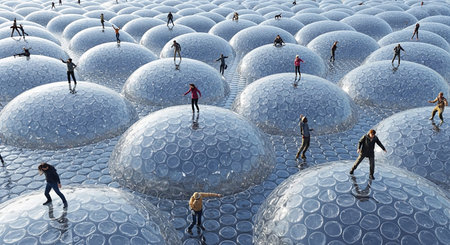 3d render of people walking in the shape of a sphere.の素材