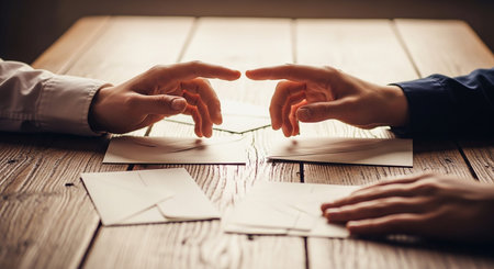 Close up image of business people hands making heart shape with their fingersの素材
