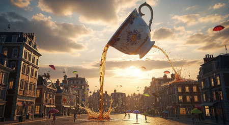 Watering can in the center of Amsterdam at sunsetの素材