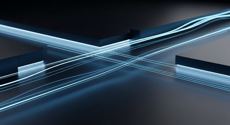 Abstract technology background, 3d render, computer digital image, blue lightの素材