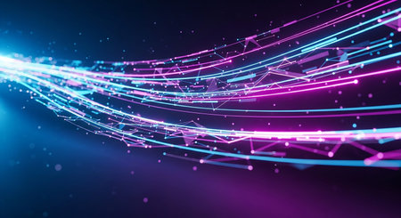 Abstract technology background. Network connection structure. Big data concept. 3d renderingの素材