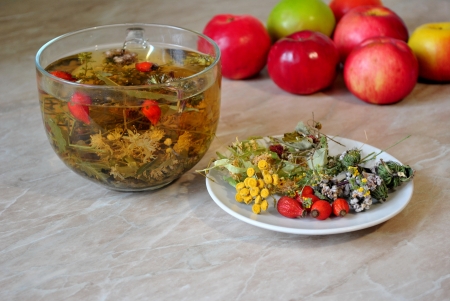 Tea from curative grassesの写真素材