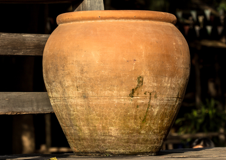 earthen jar on the terraceの写真素材