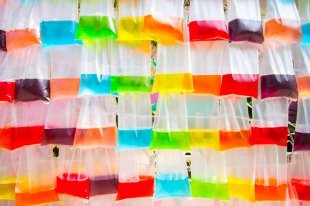 Colorful water in plastic bagの写真素材