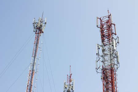 mobile phone tower on the top of a mountainの写真素材