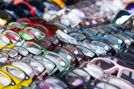 eyeglasses are sold in a marketの写真素材