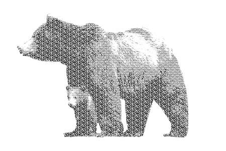 word bear mixed to be figure of bear, with typography style, isolated on white backgroundの写真素材