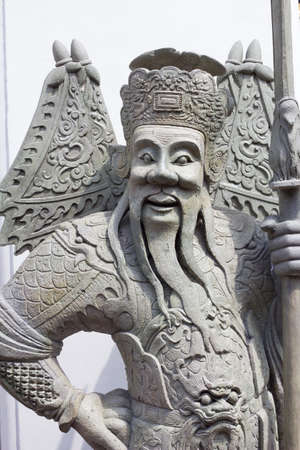Chinese stone statue in Wat Pho, Bangkok, Thailandの写真素材