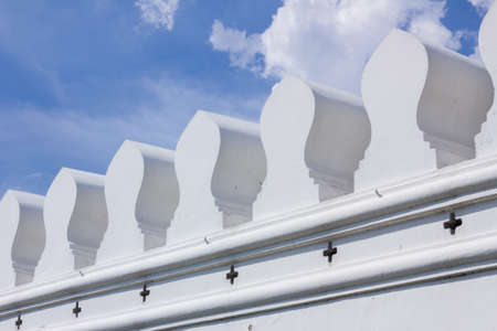 Grand Palace outside the wall in cloudy weather. This is the one of famous destinations in Thailand. Inside, there is a Emerald Buddha temple and many beautiful palacesの写真素材