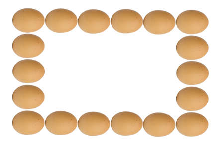 frame made of eggs, isolated on white backgroundの写真素材