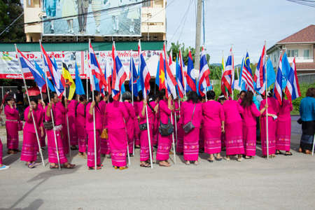 CHIANGRAI, THAILAND - AUG 12: unidentified people celebrating Thai Mother Day on August 12, 2014 in Chiangrai, Thailand. Today is a celebration of the Queen's birthday as well as to honor every mothers.のeditorial素材