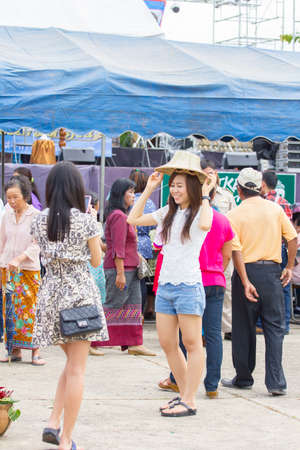 CHIANGRAI, THAILAND - AUG 12: unidentified young woman taking photograph her friend on a August 12, 2014 in Chiangrai, Thailand.のeditorial素材