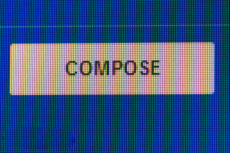 compose button. Macro screen view of old monitorの写真素材