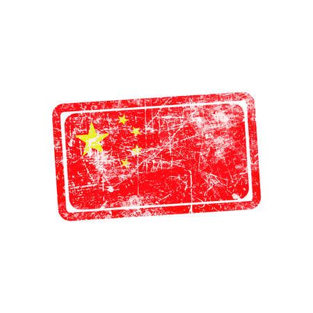 china flag red grunge rubber stamp vector illustrationの写真素材