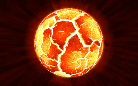 Scene of exploding planet from its core, illustration.