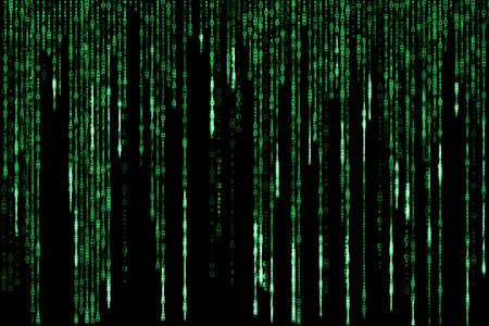 green matrix falling down on black backgroundの写真素材