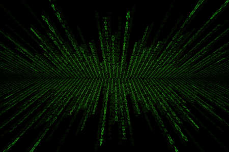 green matrix background computer generated, perspective with radial blurの写真素材