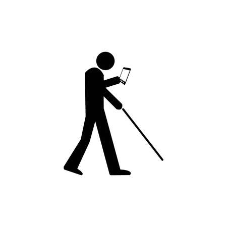 vector illustration an using smartphone or tablet Icon Symbol Sign Pictogram mixed with blind sign. concept smartphone makes people blind.のイラスト素材