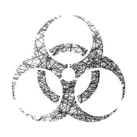 biohazard sign made of black lines isolated on white backgroundの写真素材