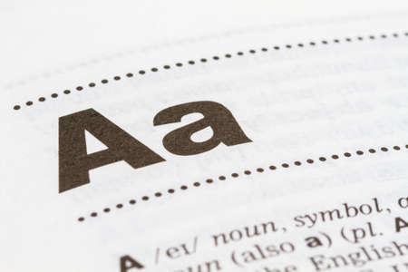 closeup letter A in dictionary, soft focus,の写真素材