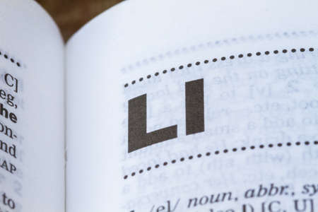 closeup letter L in dictionary, soft focus,の写真素材