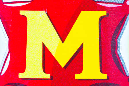 Close-up letter M on the boxの写真素材