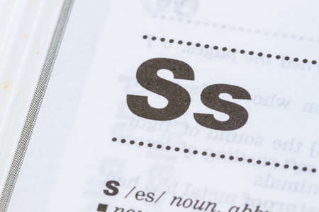 closeup letter S in dictionary, soft focus,の写真素材